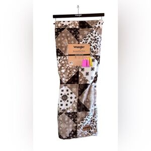 Wrangler Brown and White Patchwork Throw Blanket